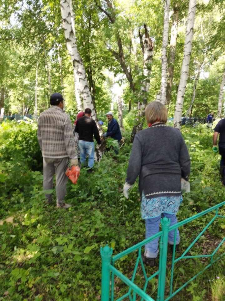 В селе Крещеные Казыли состоялся субботник по очистке кладбища.